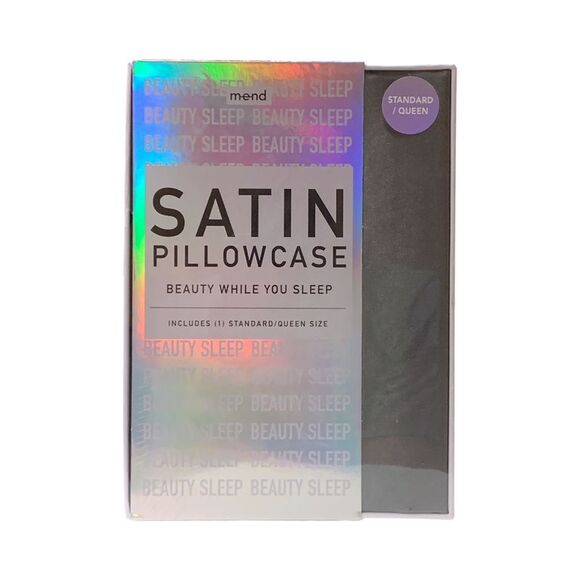 Mend Beauty Sleep Satin Pillowcase, Grey, Queen Size, 1 Count - Picture 1 of 2